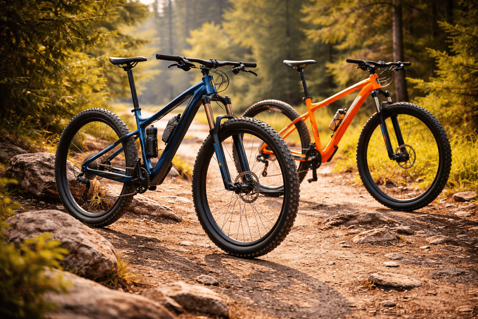 VTT dans la lumière dorée de l'après-midi